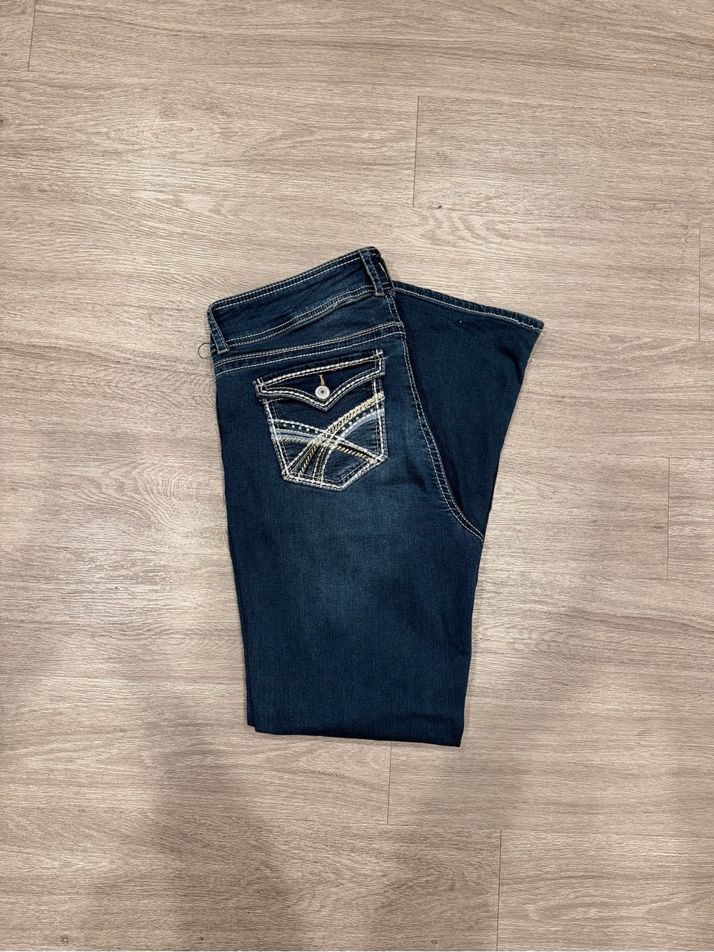 Wallflower Dark Blue Bootcut Jeans with Embroidered Pocket